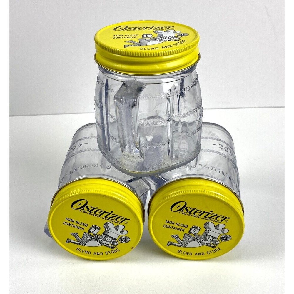 Oster Osterizer Clear Plastic Mini Blend and Store 1 Cup Jar w Handle-Qty 3